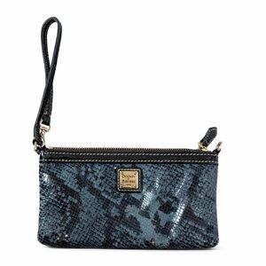 Dooney & Bourke Black and Blue Snakeskin Wristlet
